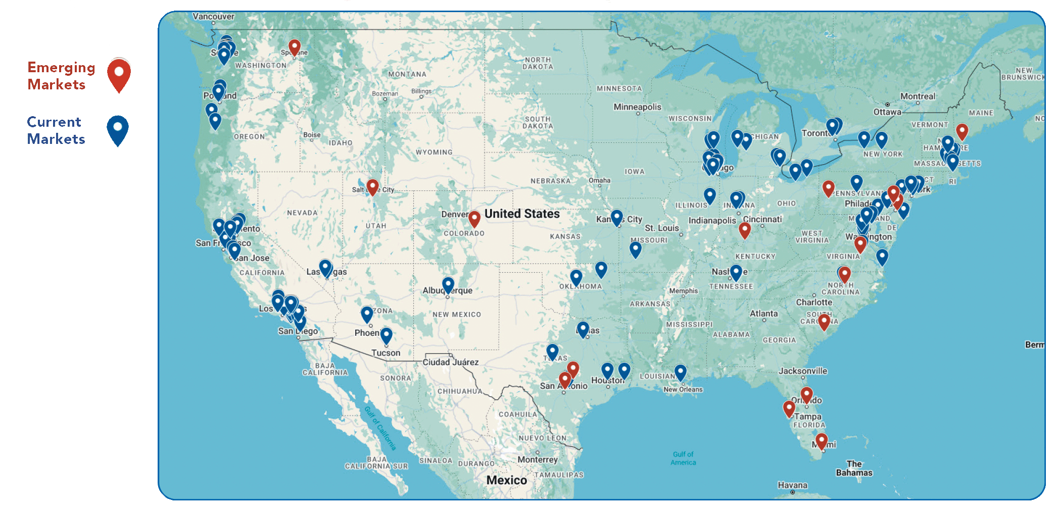 Map of Current and Emerging Lil' Kickers Markets